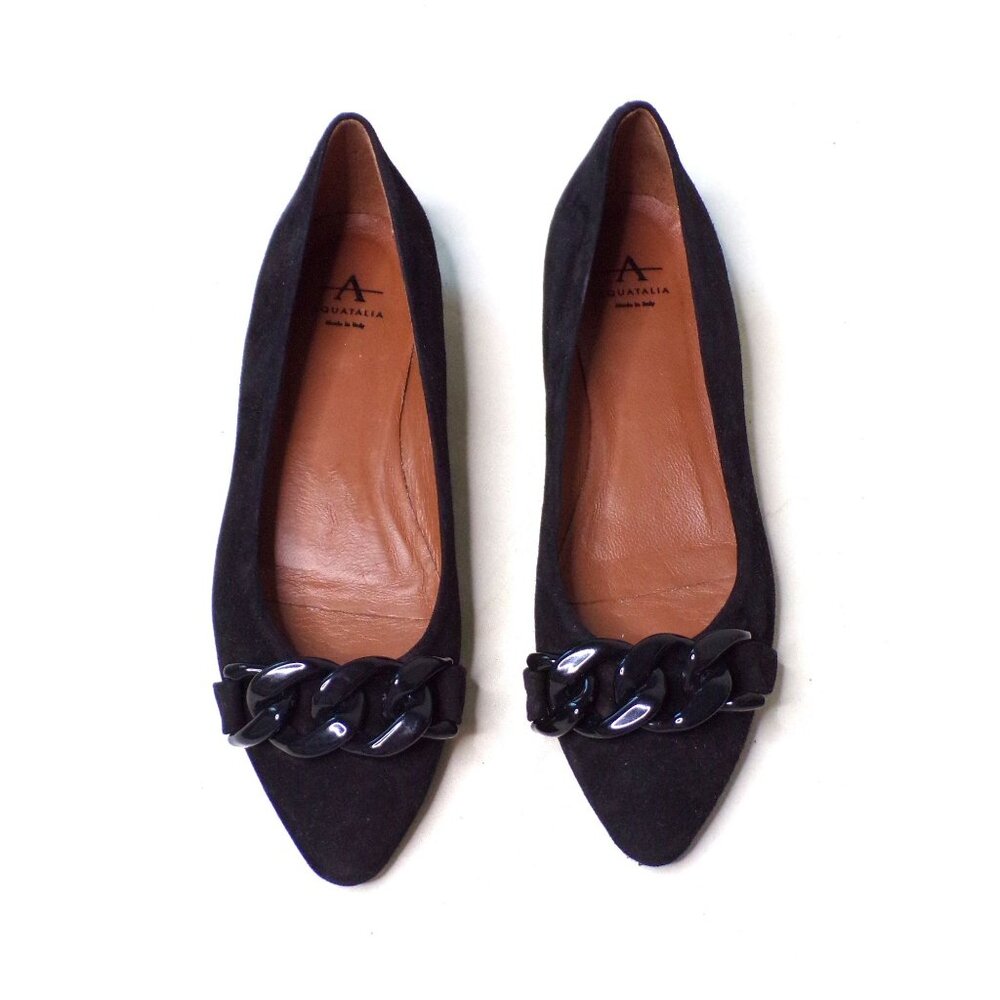 🆕 AQUATALIA Palina Pointed Toe Chain Loafer Flat Shoes 8 Black - Picture 7 of 12